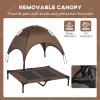 PawHut Raised Dog Bed Waterproof Elevated Pet Cot with Breathable Mesh UV Protection Canopy Brown, for Large Dogs, 92 x 76 x 90cm