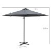 Outsunny 3(m) Cantilever Roma Parasol Patio Sun Umbrella with Crank & Tilt LED Solar Light Cross Base 360 Rotating Outdoor, Dark Grey