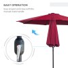 Outsunny 3(m) Garden Parasol Umbrellas, Outdoor Sun Shade with 8 Ribs, Tilt and Crank Handle for Balcony, Bench, Garden, Wine Red