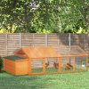 PawHut Chicken Run, Wooden Chicken Coop with Nesting Box, Openable Roof for 4-8 Chickens, Rabbits, Ducks, for Garden - Orange