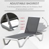 Outsunny Portable Outdoor Chaise Lounge Sun Lounger with Adjustable Back, Breathable Texteline, Light Grey