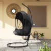 Outsunny Hanging Egg Chair with Cushion and Retractable Canopy, Swing Hammock Chair with Adjustable Metal Stand, for Indoor and Outdoor, Grey