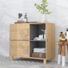 HOMCOM Bathroom Storage Unit, Bathroom Storage Cabinet, Freestanding Bathroom Cabinet with Open Compartments and Double Doors