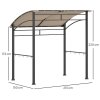 Outsunny 2.2 x 1.5 m BBQ Grill Gazebo Tent, Garden Grill with Metal Frame, Curved Canopy and 10 Hooks, Outdoor Sun Shade, Khaki