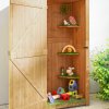 Outsunny Garden Shed Vertical Utility 3 Shelves Shed Wood Outdoor Garden Tool Storage Unit Storage Cabinet, 77 x 54.2 x 179cm - Brown