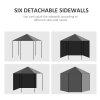 Outsunny 4m Hexagonal Gazebo Canopy Party Tent with 6 Removable Side Walls for Outdoor Event with Windows and Doors, Black