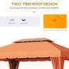 Outsunny 4 x 3 m Aluminum Garden Gazebo, Double Roof Outdoor Gazebo Canopy Shelter with Netting & Curtains for Garden, Lawn, Backyard and Deck, Orange