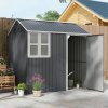Outsunny 7 x 6 ft Garden Shed, Metal Shed with Single Door, Window and Air Vents, Galvanised Outdoor Lockable Tool Storage House, Dark Grey
