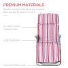 Outsunny Reclining Garden Chair Set of 2, 5-Level Adjustable Zero Gravity Chairs with Cushions, Folding Sun Lounger Garden Recliner Chairs with Armrests for Outdoor, Patio, Red Stripe