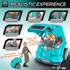 HOMCOM Kids Truck Engine Toy Set Toddler Educational Car Service Station w/ RC Car Key Steering Wheel Horn Light, Mechanic Gifts for Ages 3-5 Years - Teal