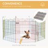 PawHut Dog Playpen Puppy Pen Metal Rabbit Run Pet Crate Fence w/ Door Indoor & Outdoor, 60H x 156cm