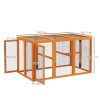 PawHut Wooden Chicken Run Hen Coop House Combinable Design Outdoor Use with Perches, for 1-3 Chickens, Ducks, 140 x 84 x 80cm