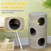 PawHut Cat Barrel Kitten Tree Tower for Indoor Cats, Cat Climbing Frame, Covered in Sisal, Cosy Platform - Light Grey