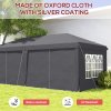 Outsunny 3 x 6 m Pop Up Gazebo with Sides and Windows, Height Adjustable Wedding Camping Party Tent Canopy Marquee with Storage Bag for Garden, Event, Grey