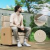 Outsunny Rattan Garden Recliner Chair, Adjustable Backrest Reclining Rattan Chair with Flip Table, Cushion and Footrest, Indoor Outdoor Lounge Reclining Sun Lounger for Patio, Khaki/Beige