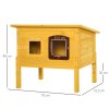 Pawhut Garden Wooden Cat House Outdoor Pet Play Home Waterproof Roof Kitty Shelter Kennel w/ith Door & Window