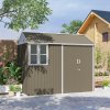Outsunny 8 x 6 ft Garden Shed, Metal Shed with Double Doors, Window and Air Vents, Galvanised Outdoor Lockable Tool Storage House, Grey