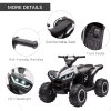 HOMCOM 12V Electric Quad Bike for Kids Ride On Car All Terrain Vehicle Toy, with Forward Reverse Functions, LED Headlights, Music, for Ages 3-5 Years - White