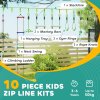 AIYAPLAY Obstacle Course for Kids, 32.8ft 10 Piece Zip Line Stackline for Kids, with 2 Monkey Bars, 2 Gym Rings, Rope Ladder, Nest Swing, Tree Protector, 2 Bags, Hanging Tray, 2 Rope Knots