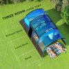Outsunny 8-Person Camping Tent, Waterproof Family Tent, Tunnel Design, 4 Large Windows, Sleeping Cabins, 3000mm Water Column, Top Hook, Portable with Carry Bag, Blue