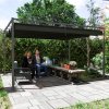 Outsunny 4 x 3(m) Metal Outdoor Pergola with Retractable Roof, Outdoor Gazebo Canopy Shelter with Drainage Holes for Garden, Patio, Lawn, Black
