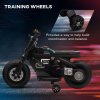 HOMCOM 6V Kids Electric Ride On Motorcycle Vehicle w/ Siren, Horn, Headlights, Music, Training Wheels, for Outdoor Play, Ages 3-5 Years - Black