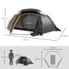 Outsunny 1-2 Man Camping Tent, Dome Tent with Removable Rainfly and Aluminium Frame, 2000mm Waterproof, Portable with Bag, for Fishing Hiking Festival, Dark Grey