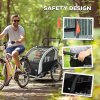HOMCOM 2 Seat Bike Trailer for Kids, Baby Bike Stroller with 5 Point Harness, Child Bicycle Trailer with Safety Flag, Reflectors, Windproof Curtain, for 18+ Months, Black