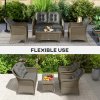 Outsunny 4 Pieces Outdoor PE Rattan Garden Furniture with Cushions, Patio Special Hand Weave Wicker Conservatory Sofa Set with Glass Top Coffee Table, Light Grey