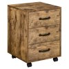 HOMCOM 3-Drawer Filing Cabinet, Mobile File Cabinet for Home Office, Small Rolling Filing Cabinet, Printer Stand, Under Desk File Cabinet for A4, Letter-Size Files, Rustic Brown