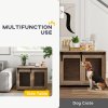 PawHut Dog Crate Furniture, Dog Cage End Table with Sliding Door, Pet Kennel for Medium Breeds, 80 x 58.5 x 63cm, Walnut Brown