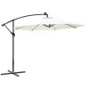 Outsunny 3(m) Banana Cantilever Parasol with Solar LED Lights, Garden Umbrella with Cross Base and Crank Handle, Hanging Offset Sun Shade for Outdoor, Patio, Cream White