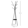 HOMCOM Freestanding Metal Coat Rack Stand 9 Hooks Clothes Tree with 1 Shelf Hat Display Hall Tree Hanger Bag Umbrella Hanging Organiser 