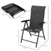 Outsunny Set of 2 Outdoor Wicker Folding Chairs, Patio PE Rattan Dining Armrests Chair set with 7 Levels Adjustable Backrest, for Outdoors, Camping, Grey