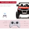 HOMCOM 2 Seater Kids Ride On Car with Electric Bucket, 12V Battery Powered Electric UTV with Shovel, Parental Remote, 4 Spring Suspension Wheels, Working Horn, Music - Red