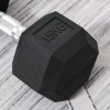 HOMCOM 15KG Single Rubber Hex Dumbbell Portable Hand Weights Dumbbell for Home Gym Workout Fitness