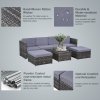 Outsunny 7Pc Rattan Garden Furniture Wicker Sofa & Coffee Table Set Patio Furniture Outdoor with Cushions Grey