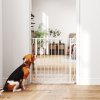 PawHut Dog Gate Wide Stair Gate w/ Door Pressure Fit Pets Barrier for Doorway, Hallway, 76H x 75-85W cm - White