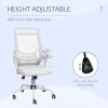 Vinsetto Mesh Office Chair with Flip-up Armrest, Swivel Computer Chair with Lumbar Support, Adjustable Height, Tilt Function for Home/Office, White
