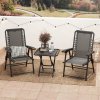 Outsunny 3 Pieces Garden Bistro Set, Folding Table and Chairs Set, Metal Garden Furniture Set with Cup Holders for Outdoor, Patio, Balcony, Black