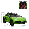 HOMCOM Lamborghini Aventador Licensed 12V Kids Electric Ride On Car Racing Car Toy with Parental Remote Control Battery-powered 2 Motors Music Lights for 3-8 Years Old Green