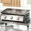Outsunny Gas Plancha Grill with 3 Stainless Steel Burner, 7.5kW, Portable Tabletop Gas BBQ with Non-Stick Griddle and Lid for Camping Picnic Garden Party Festival