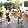 Outsunny 3 Pieces Outdoor Bistro Set, Glass Top Outdoor Table and 2 Folding Chairs, Garden Furniture Set with Protecting Feet, Steel Frame, Easy Clean, White