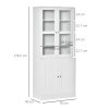 HOMCOM Modern Bookcase with Glass Doors, Display Storage Cabinet with Adjustable Shelves for Living Room, Study, Office