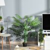 Outsunny 125cm/4FT Artificial Palm Plant Decorative Tree with Nursery Pot, Fake Plastic Indoor Outdoor Home Office D??cor, Green