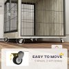 PawHut Dog Crate Furniture on Wheels, Dog Cage End Side Table with Lockable Double Doors, for Large Breeds, 100 x 60 x 73.5cm, Grey