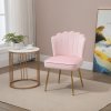 HOMCOM Shell Luxe Velvet Accent Chair with Gold-tone Metal Legs, Modern Vanity Chair for Living Room, Bedroom, Home Office, Pink