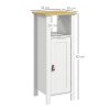 kleankin Slim Bathroom Storage Unit with Open Shelf, Bathroom Storage Cabinet with Beadboard Door and Adjustable Shelf, 32 x 30 x 80 cm, White