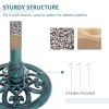 Outsunny 50cm Bird Bath for Garden, Outdoor Birdbath Stand, Decorative Bird Drinking Stand with Scallop-like Pattern, Time-Worn Finish, Green
