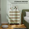 HOMCOM Chest of Drawers, 4-Drawer Storage Organiser Unit with Rattan Element for Bedroom, Living Room, Light Green